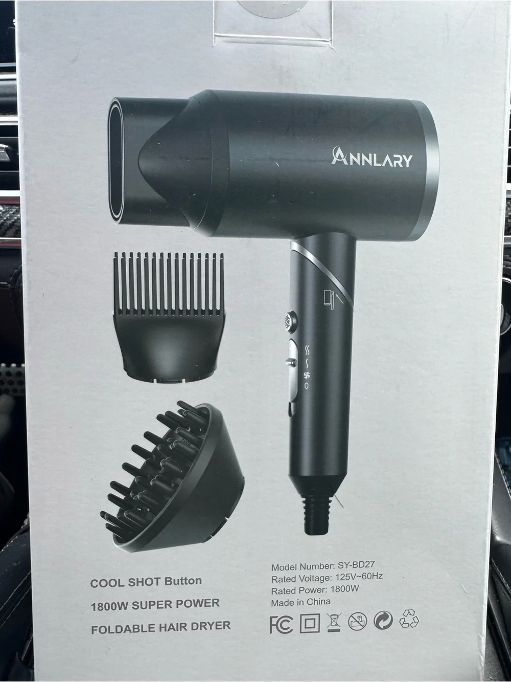 Hair Dryer with Comb, 1800W Blow Dryer with Diffuser for Curly Hair, Plasma Ioni